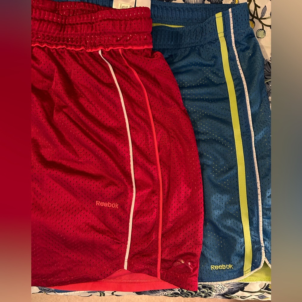 2 pair Reebok women’s drawstring shorts, XXL, 7”